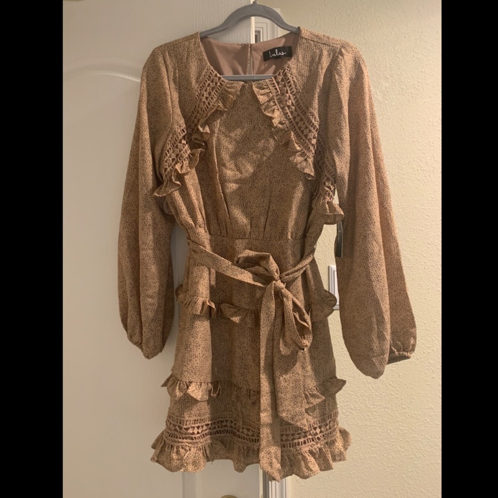 LuLu’s Polka Dot Ruffles Long Sleeve Mini Dress